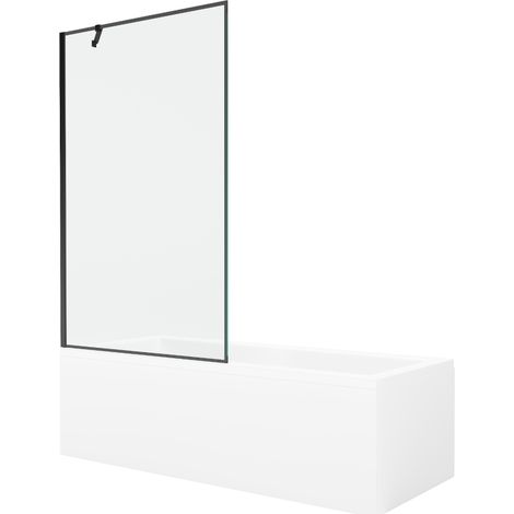 Mexen Cubik vasca rettangolare 170 x 70 cm con rivestimento e paravento a 1 anta 100 cm, motivo nero - 550317070X9510007070 (1/5)