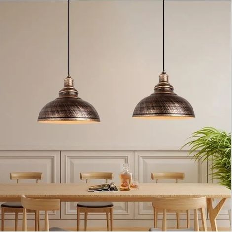 2x Lustre Suspension en Métal Industrielle Plafonnier Luminiare Vintage pour Salon Chambre (1/4)