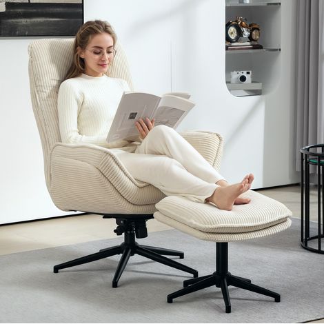Fauteuil relax inclinable pivotant beige polyester OKMYHOME (1/4)