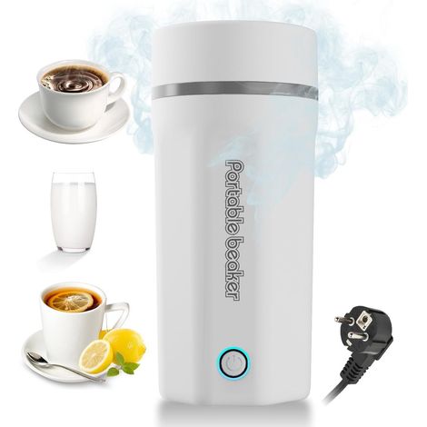 Bouilloire portable, chauffe-eau, gourde de voyage, 500 ml, acier inoxydable, blanche (1/5)