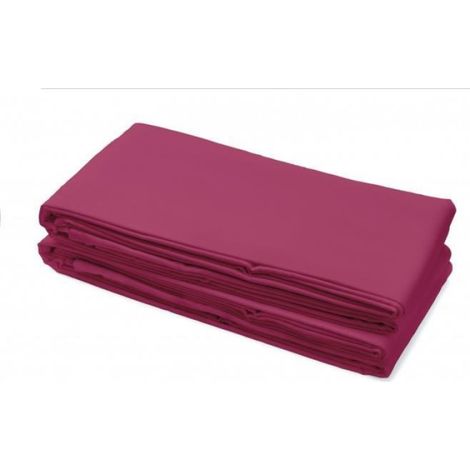 Drap plat - - Basics - 100% coton - 180x290 cm - Fushia (1/2)