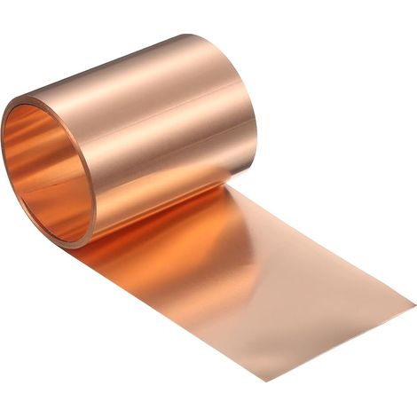 Feuille De Cuivre, Calibre 0.09mm Epaisseur 99.95% Pure Rouleau De Feuille De Cuivre, Largeur 2" x 10ft Plaque De Metal Pour Reparation De Toiture, Projet DIY, Et Electricite (1/5)