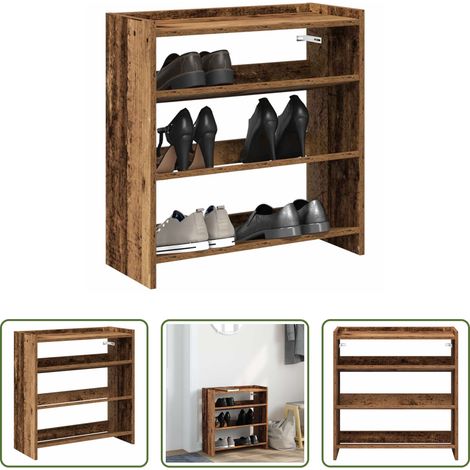 Rangement chaussures - Étagère à chaussures vieux bois 60x25x62 cm bois d'ingénierie (1/5)
