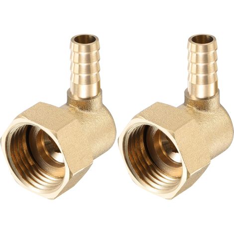 Raccord Cannelé Tuyau Laiton Coude 8mm x G1/2 Connecteur Tuyau Femelle à écrou Pivotant pour Eau Carburant Air Paquet de 2 (1/5)