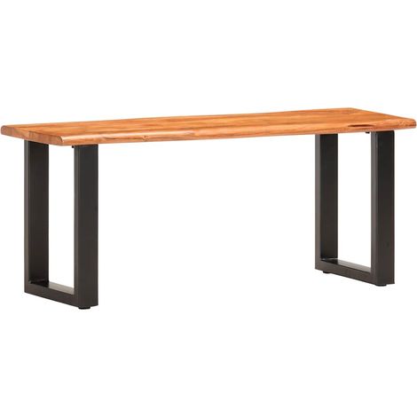vidaXL Banco con borde irregular madera maciza de acacia y acero 110cm (1/5)