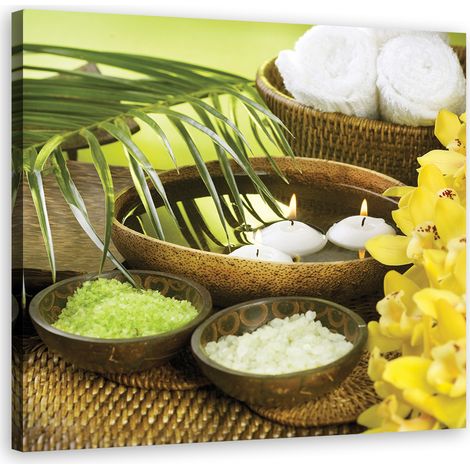 Quadro su tela, Fiori Palm Candle Zen - 40x40 (1/5)