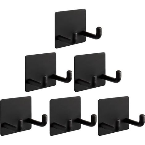 6-teiliges Set aus 4,5 x 4,5 cm großen, silberfarbenen Edelstahl-Klebehaken für Rasierer und Handtücher (1/5)