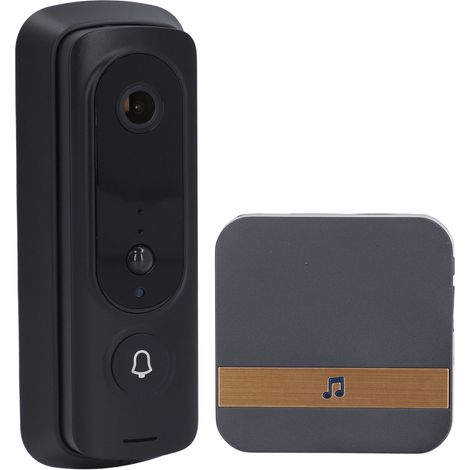 Sonnette vidéo sans fil WiFi 2,4 GHz, 1080p HD, vision nocturne, reconnaissance humaine par IA, communication bidirectionnelle, prise UE 90-260 V (1/5)