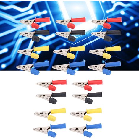 Pince de test ouverte tout cuivre de 5 mm J.60046, avec douille de 4 mm à l'extrémité, vendue par lots de 5 (rouge, noir, jaune, bleu). (1/5)