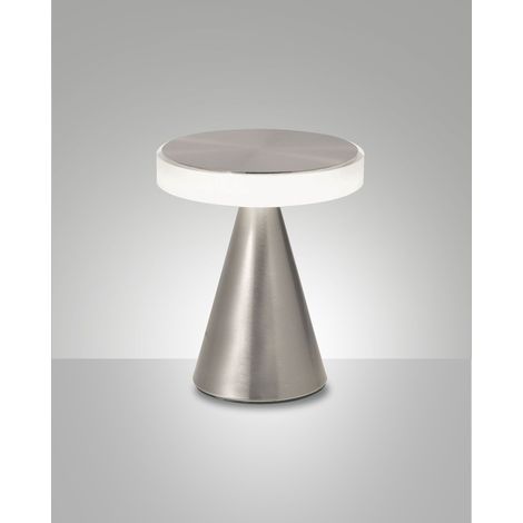 Lampada da Tavolo LED Fabas Luce Neutra 8W 750lm 3000K, Struttura Metallo e Metacrilato con Regolazione a Tocco, Nichel Satinato - Fabas Luce