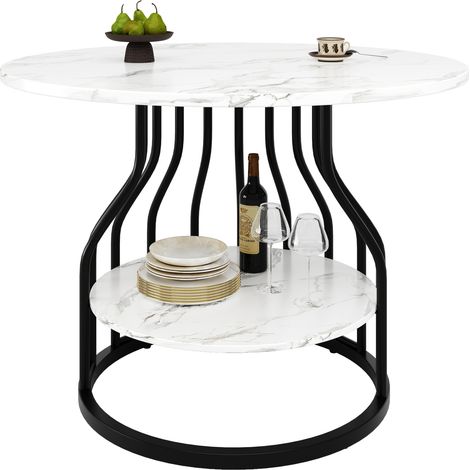 Lot de 5 table de salle à manger ronde 80 cm avec 4 chaises de salle à manger en velours gris, plateau MDF motif marbre et pieds métal noirs réglables pour cuisine  CHICFURN (1/5)