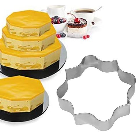 Emporte-pièce rond et carré en acier inoxydable pour mousse, cadre photo et biscuits. Moule à bordure. (1/4)