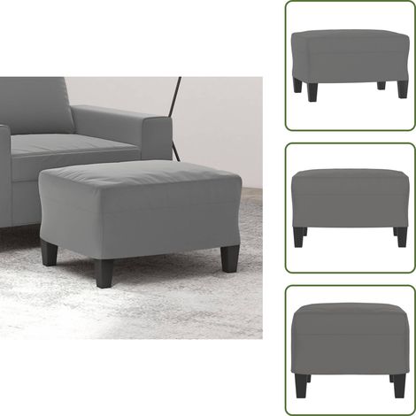The Living Store Repose-pied Gris foncé 60x50x41 cm Tissu microfibre - Tabouret - Repose-pied - Pouf - Meuble Salon - Décor Intérieur