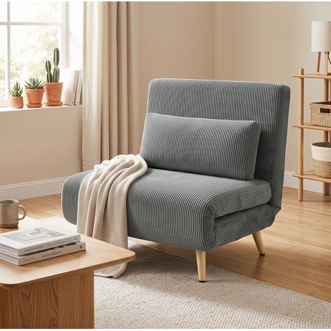 Sillón convertible 3 en 1, cama 90 x 190 cm, gris oscuro DESVIAE (1/5)
