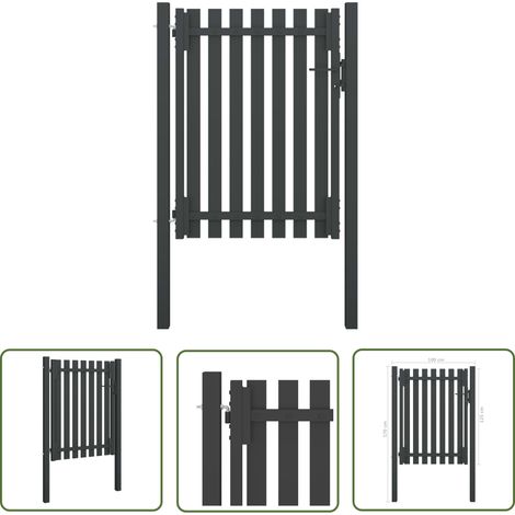 The Living Store Gartentor Stahl 1x1,7 m Anthrazit - Gartentor - Stahltür - Zaunteil - Einfahrtstor - Absperrgitter (1/4)