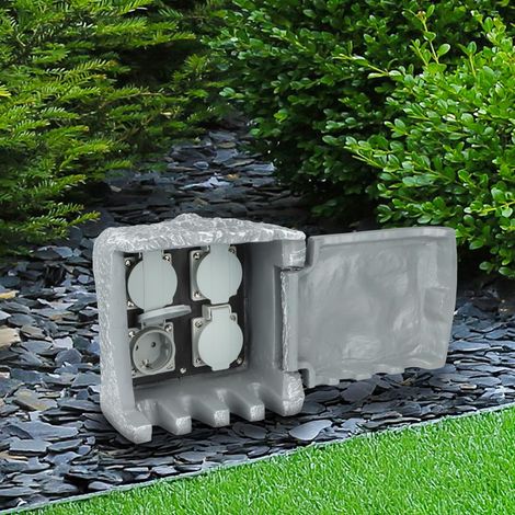 Gartensteckdose in Steinoptik IP44 - Ausführung: 4 Steckdosen (1/5)