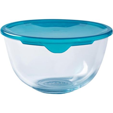 Bol 2 l avec couvercle en verre borosilicate résistant aux taches, Transparent, Vert (1/5)
