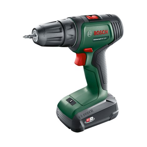 Trapano a batteria Bosch UniversalDrill 18V, 1x PBA 18V 1,5 Ah e caricabatterie in valigetta (1/5)