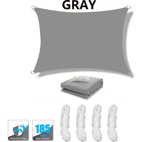 (Gris, 200x200cm) Voile d'ombrage imperméable, protection UV à 95%, haute densité, respirante, convient aux patios, piscines, etc. (1/4)