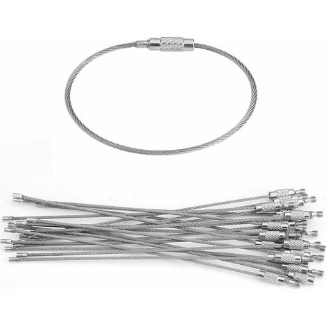 Llavero de alambre, llavero de cable de acero inoxidable, anillos de cable con juntas (20 unidades) (1/5)