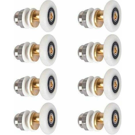 FENOPLASTICARoulettes pour portes de douche : Ensemble de 8 roulettes de rechange de 25 mm pour portes de douche coulissantes. (1/5)