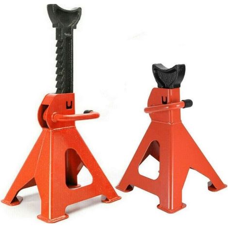 Perel Chandelles de voiture réglables, lot de 2, 2 tonnes par chandelle (2000 kg), supports acier, hauteur 282-430 mm, goupille de sécurité, base large, pour garage entretien et réparation (1/5)