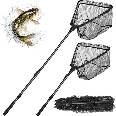 Épuisette Pêche Télescopique 90 cm – Filet Gommé Anti-Enchevêtrement, Pliable Compact, Filet de Pêche Carpe Robuste Aluminium pour Étang, Lac (1/5)