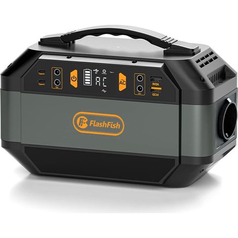 FlashFish 330W Tragbare Powerstation (600W Spitzenleistung), 288,6Wh/78000mAh, 230V Sinuswelle, 9 Ausgänge, Stromgenerator für Camping, Wohnmobile und mehr (1/5)