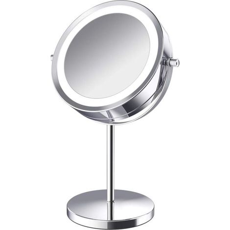 360° Rotating Illuminated Magnifying Cosmetic Mirror, 10x Magnifying Vanity Mirror, Illuminated Cosmetic Mirror, Double Sided Rotating Mirror with Stand (Rechargeable Version) LOY (1/4)