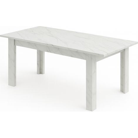 Tavolo "Gliese" con gambe e piano in MDF, design moderno, per arredo interno 137/185 x 90 h 76 cm -Bianco Lucido (1/4)