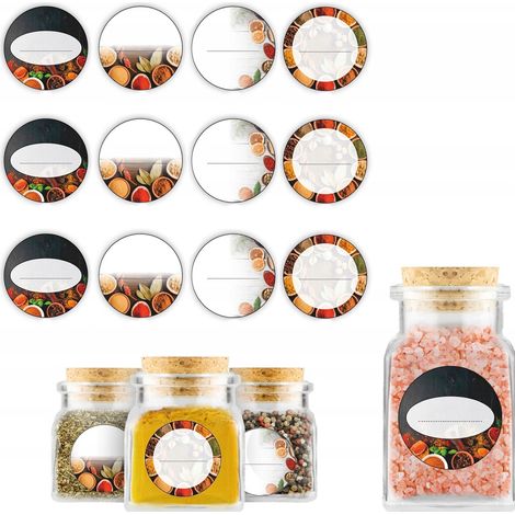 Étiquettes autocollantes pour bocaux d'épices, bouteilles, récipients et conserves (12 pièces) (1/5)