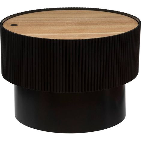 Atmosphera – Table basse coffre D55 noir – Bois MDF avec placage frêne – Dimensions D. 55 x H. 38 cm – Design nordique moderne