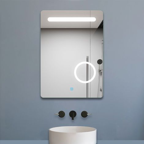500x700mm Vertical Illuminated LED Bathroom Mirror with Lights 500 x 700 3x Magnifying Mirror Touch Sensor Control