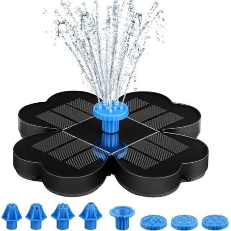 Solar fountain – 8 nozzles – suitable for gardens and ponds – installation accessories included – clover design (1/5)