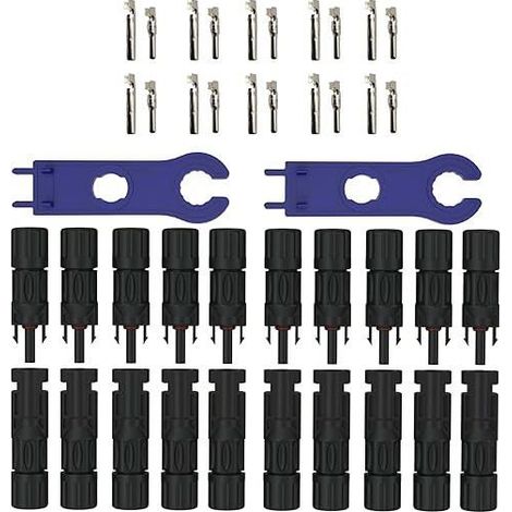 Packung mit 6 Paar MC4-Steckverbindern mit 2 Kodierungen, 2,5 mm²–6 mm² Solarsteckverbinder, IP67 wasserdichte Stecker/Buchsen für Solaranlagen (1/4)