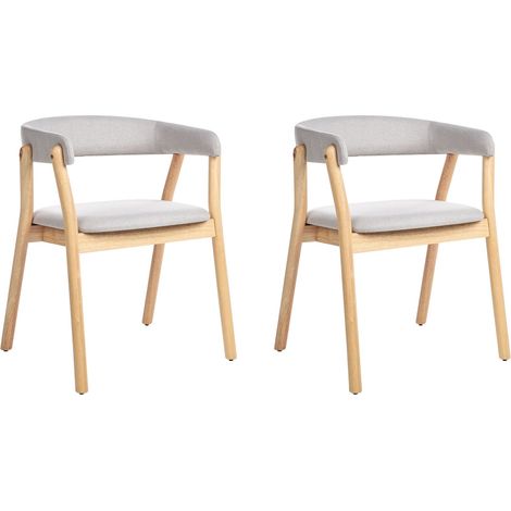 Set di 2 sedie da pranzo in stile tradizionale con sedile imbottito Legno chiaro e grigio Mylo