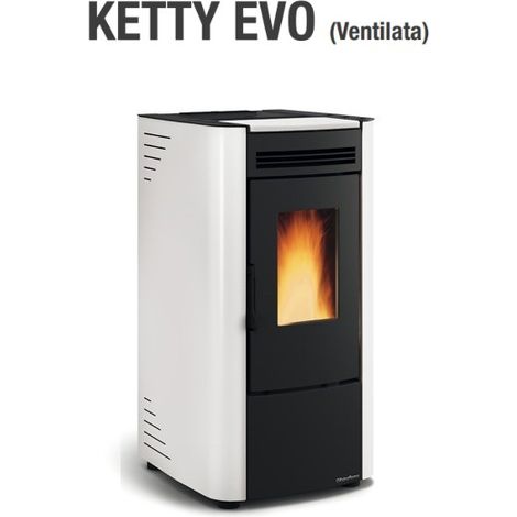 stufa a pellet la nordica extraflame modello ketty evo 6,5 kw colore bianca telecomando optional