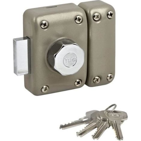 Verrou de porte Bouton/Cylindre - YALE - YV25BT-45 - Protection anti arrachement - 4 clés - Beige (1/5)