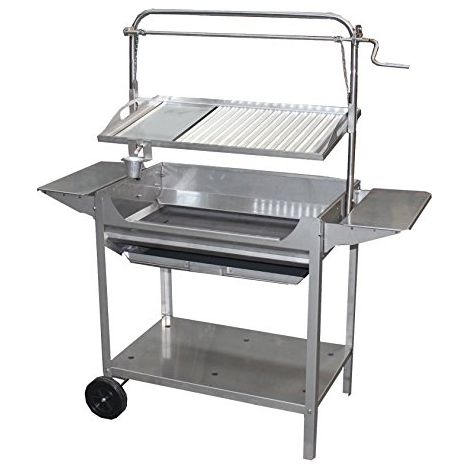 IMEX EL ZORRO 71766 - Barbecue in Acciaio Inox con griglia, Sollevatore, Ruote e vassoi, Grigio, 124 x 50 x 140 cm (1/2)