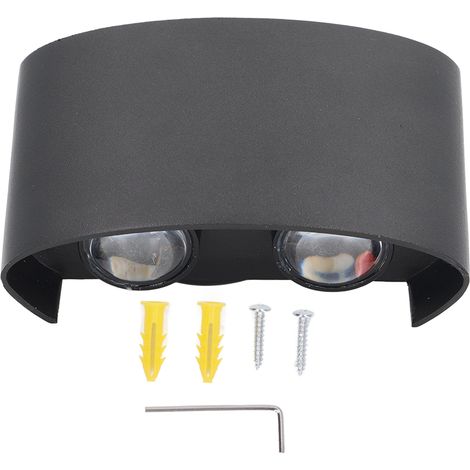 Applique murale LED 4W 3000K, chaude et étanche en aluminium, éclairage d'extérieur avec abat-jour diffus, clé hexagonale 85-265V (1/5)