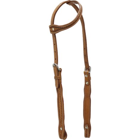 Marrone - Testiera western Triple S a orecchio con decorazione floreale e fibbie in acciaio inox