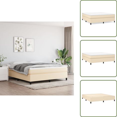 Boxspringbett mit Matratze Creme 160x200 cm Stoff - Boxspringbett - Doppelbett - Cremefarbenes Bett - Bettenrahmen - Matratze