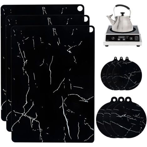 9 Pièces Protection Plaque Induction, Protege Plaque Induction, Protege Plaque de Cuisson, Tapis en Silicone pour Cuisine, Protection Plan de Travail Cuisine, Résistant à 230°C, Résistant aux Rayures (1/5)