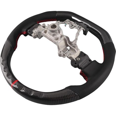 Volant de Course en Fibre de Carbone avec Coutures Rouges pour / 2015-2020, Léger et Durable, Type D à Fond Plat pour les Amateurs de Voitures (1/5)