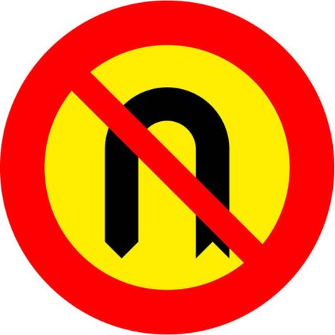 Señal de obra media vuelta prohibida en acero galvanizado SEKURECO                                                          90 cm (1/3)