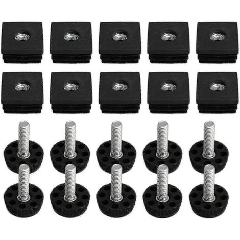 10 pieds de meubles réglables à filetage M8, pieds de table carrés 3x3 cm avec emboutsLuckyB (1/5)
