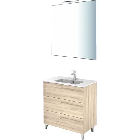 ROYO VITALE 3 Conjunto Mueble de Baño Completo 3 Cajones Fondo Reducido Beige Nature - Medida: 80 cms - ref: C0072368 (1/2)