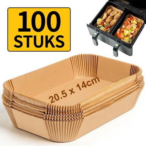 100 plaques de cuisson pour friteuse à air chaud, accessoires pour friteuse à air chaud sans huile, compatibles avec diverses friteuses à air chaud du marché. Rectangulaires, 20 x 14 x 4,5 cm (1/5)