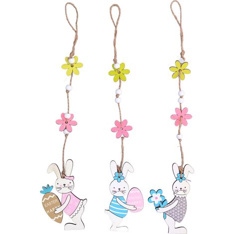Wanddeko mit Osterhasen-Motiv aus Holz – Niedliche Tischdekoration mit Halterung für Küchen- oder Schlafzimmertür (1/5)
