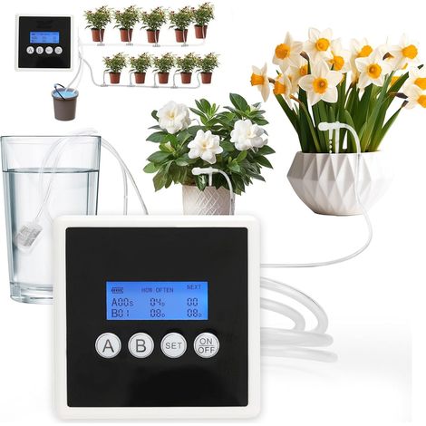 Bewässerungssystem, Automatisch und Bewässerung für Zimmerpflanzen, Tropfbewässerungskit mit LED-Display und USB-Stromversorgung, Gartenbewässerungssystem für 30 Topfpflanzen, 20 m (1/5)